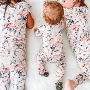 Posh Peanut floral bamboo ruffle footie
